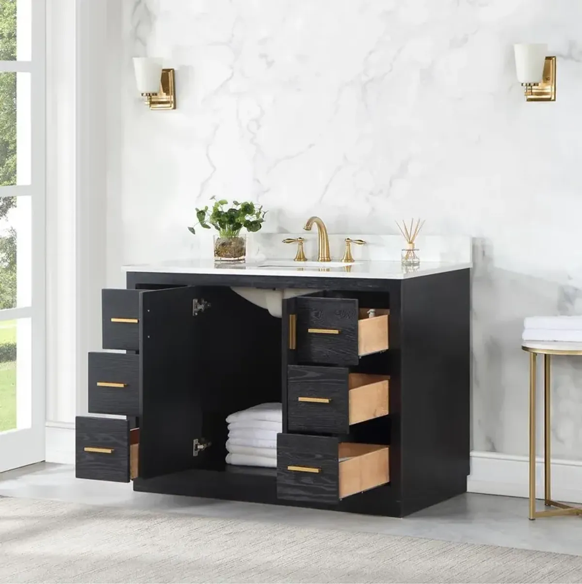 Altair 48 Single Bathroom Vanity Set in Black Oak without Mirror