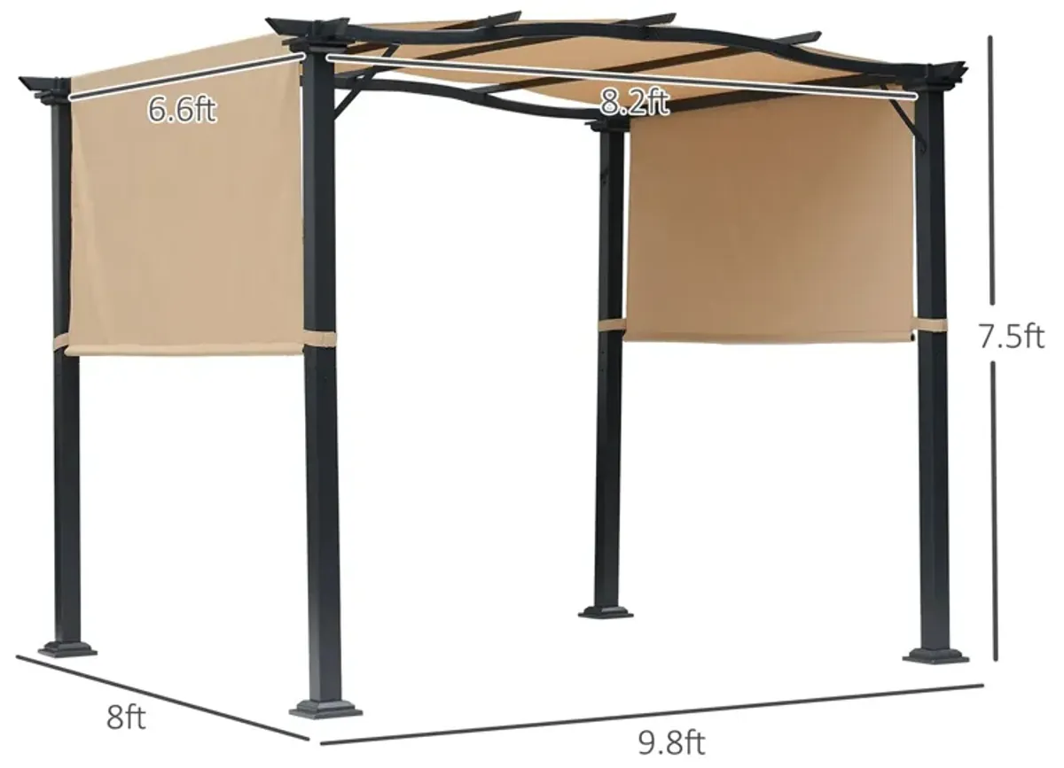 Versatile Outdoor Shade: 8x10 Retractable Pergola Canopy with Steel Frame