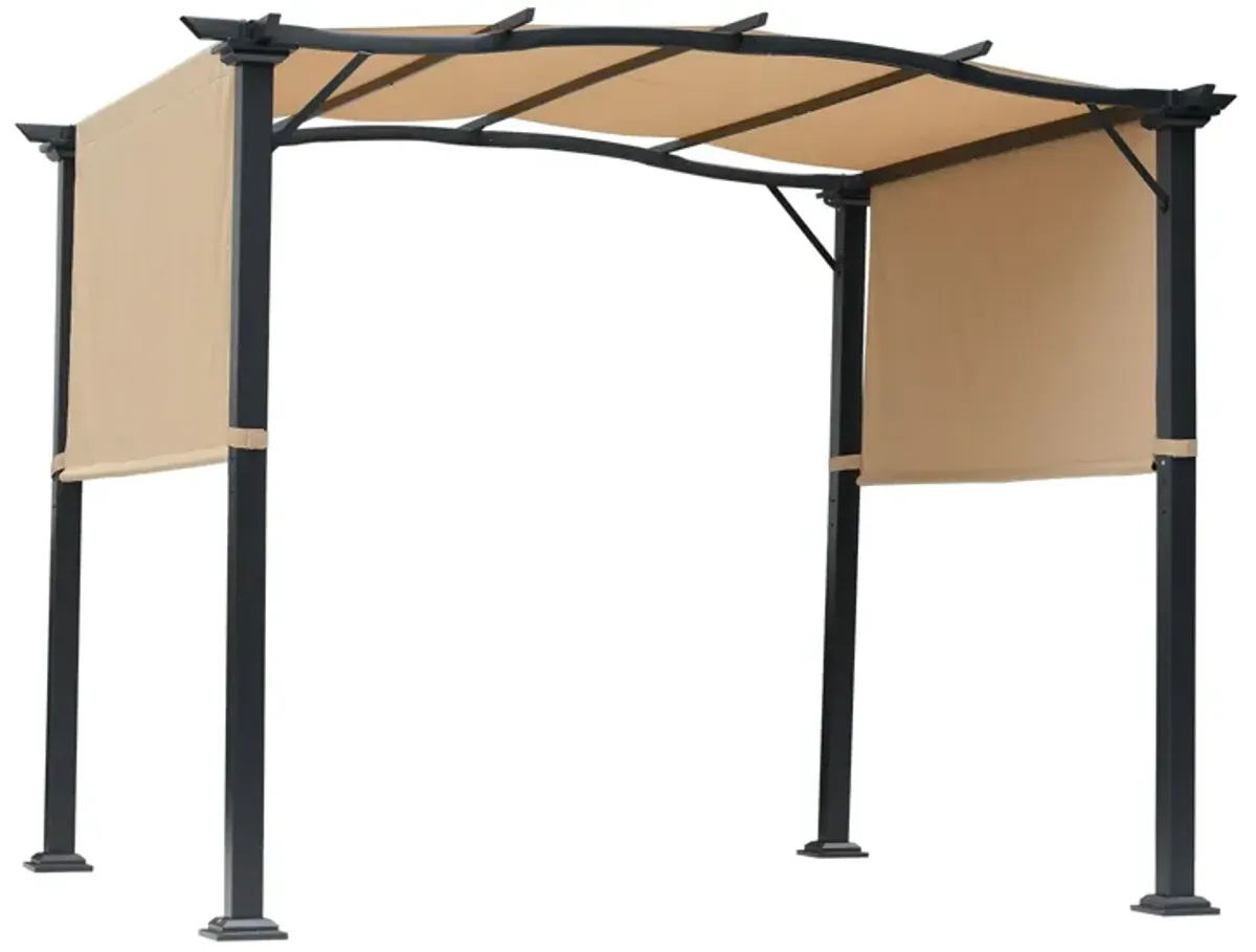 Versatile Outdoor Shade: 8x10 Retractable Pergola Canopy with Steel Frame