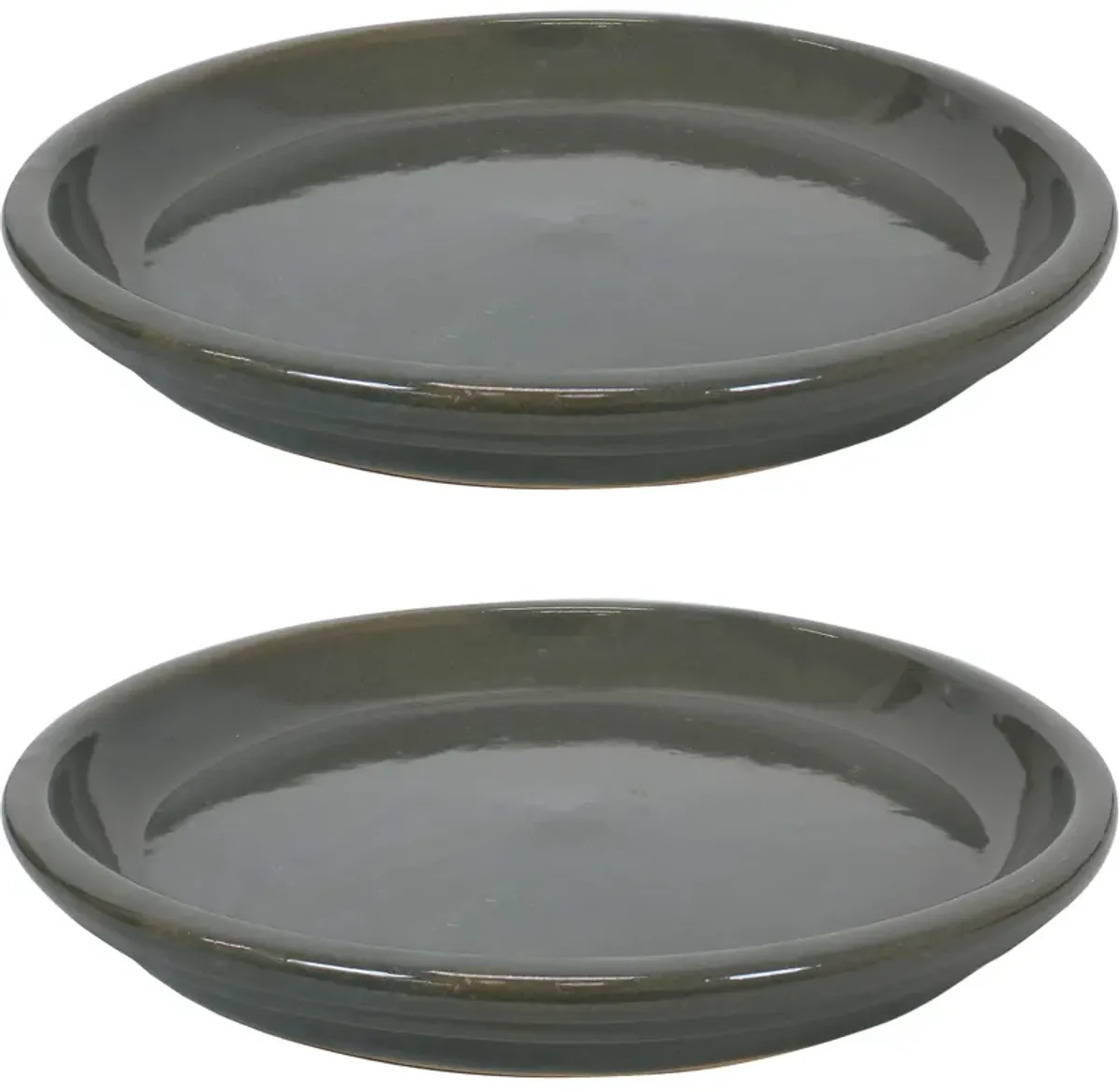 Sunnydaze Glazed Ceramic Flower Pot/Plant Saucer - Set of 2