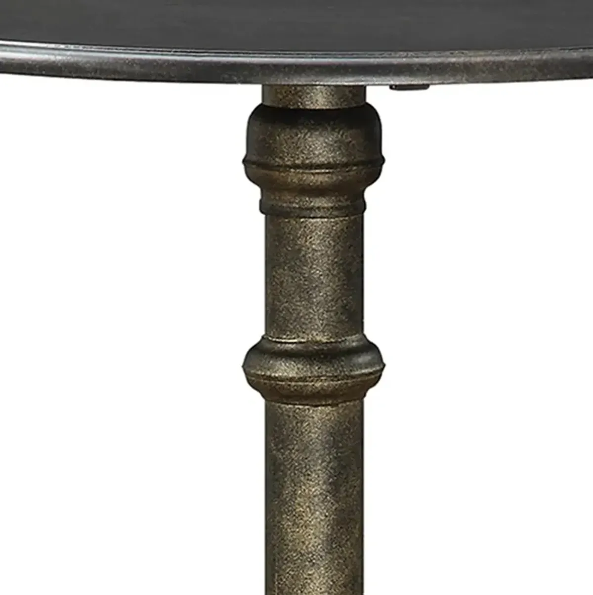 Round Industrial Metal Counter Height Table, Black-Benzara