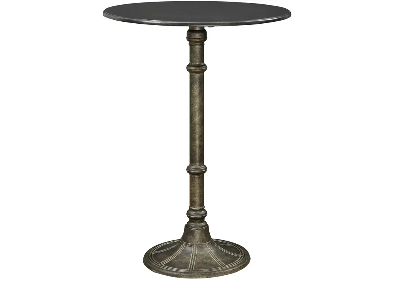 Round Industrial Metal Counter Height Table, Black-Benzara