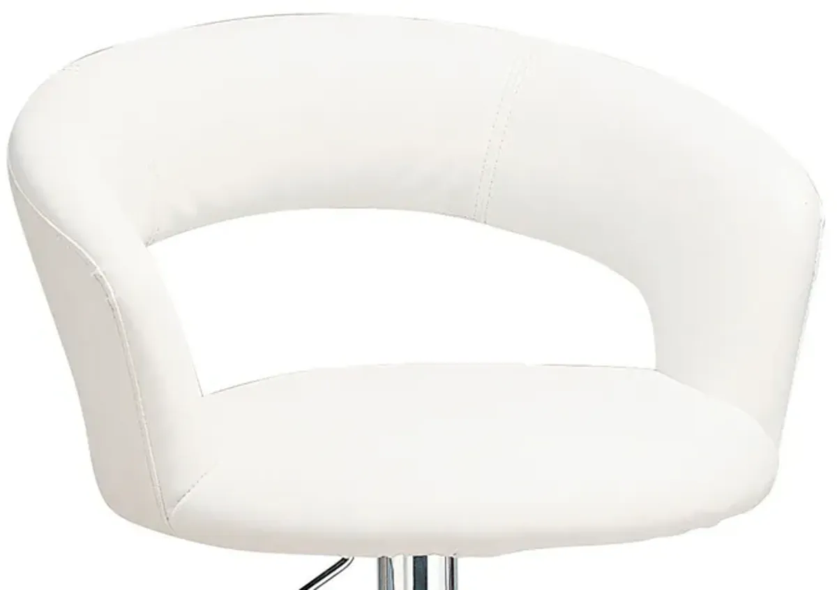 Contemporary Faux Leather Bar Stool, White-Benzara