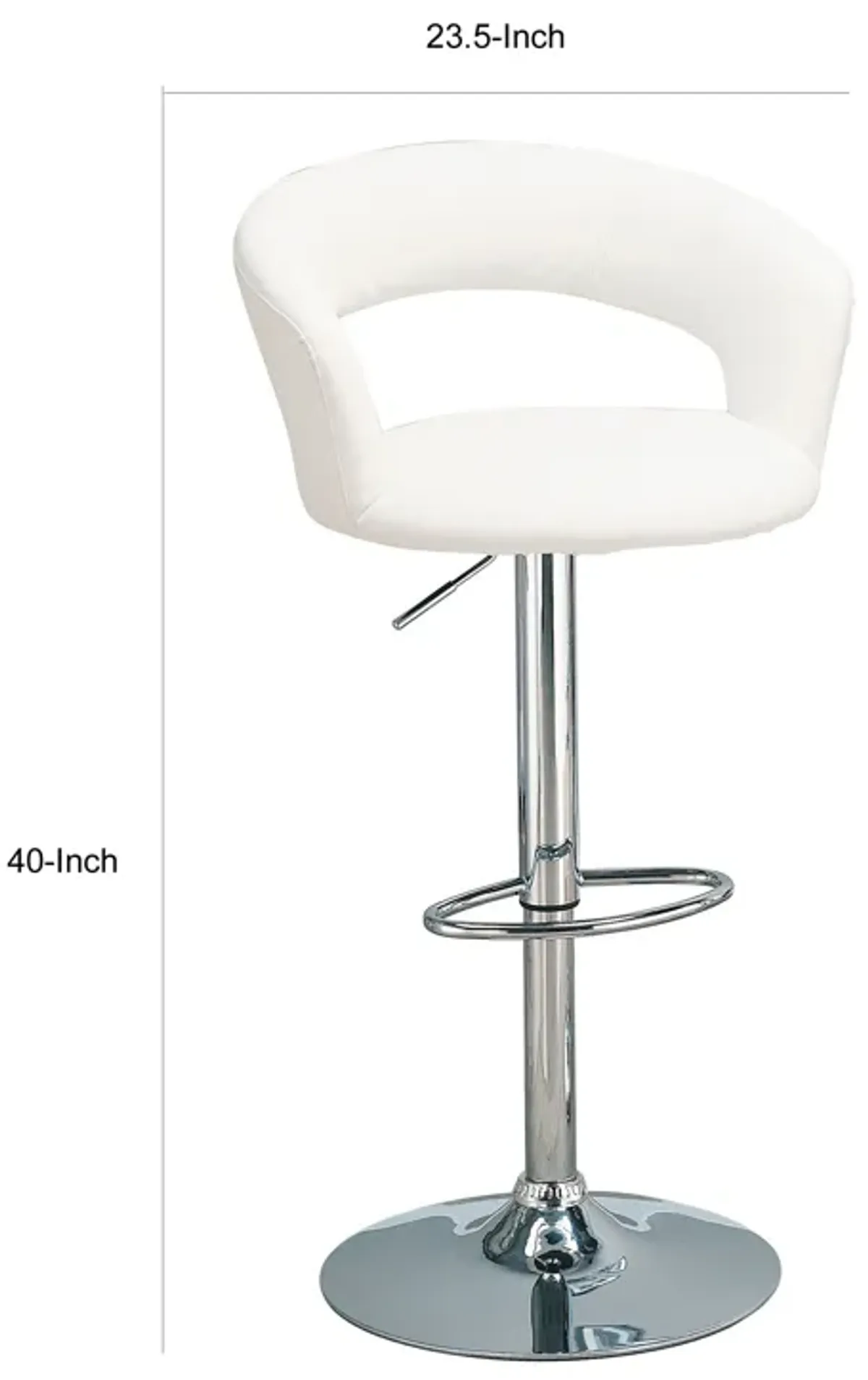 Contemporary Faux Leather Bar Stool, White-Benzara