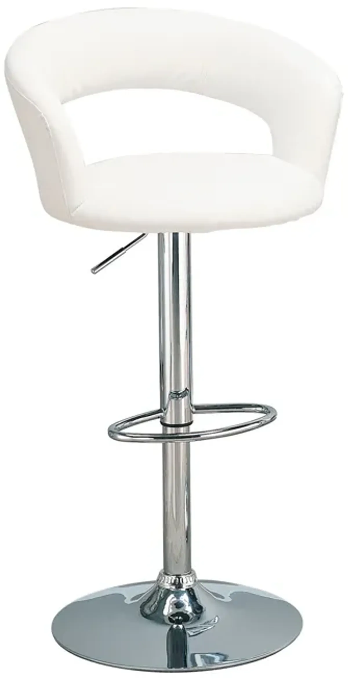 Contemporary Faux Leather Bar Stool, White-Benzara