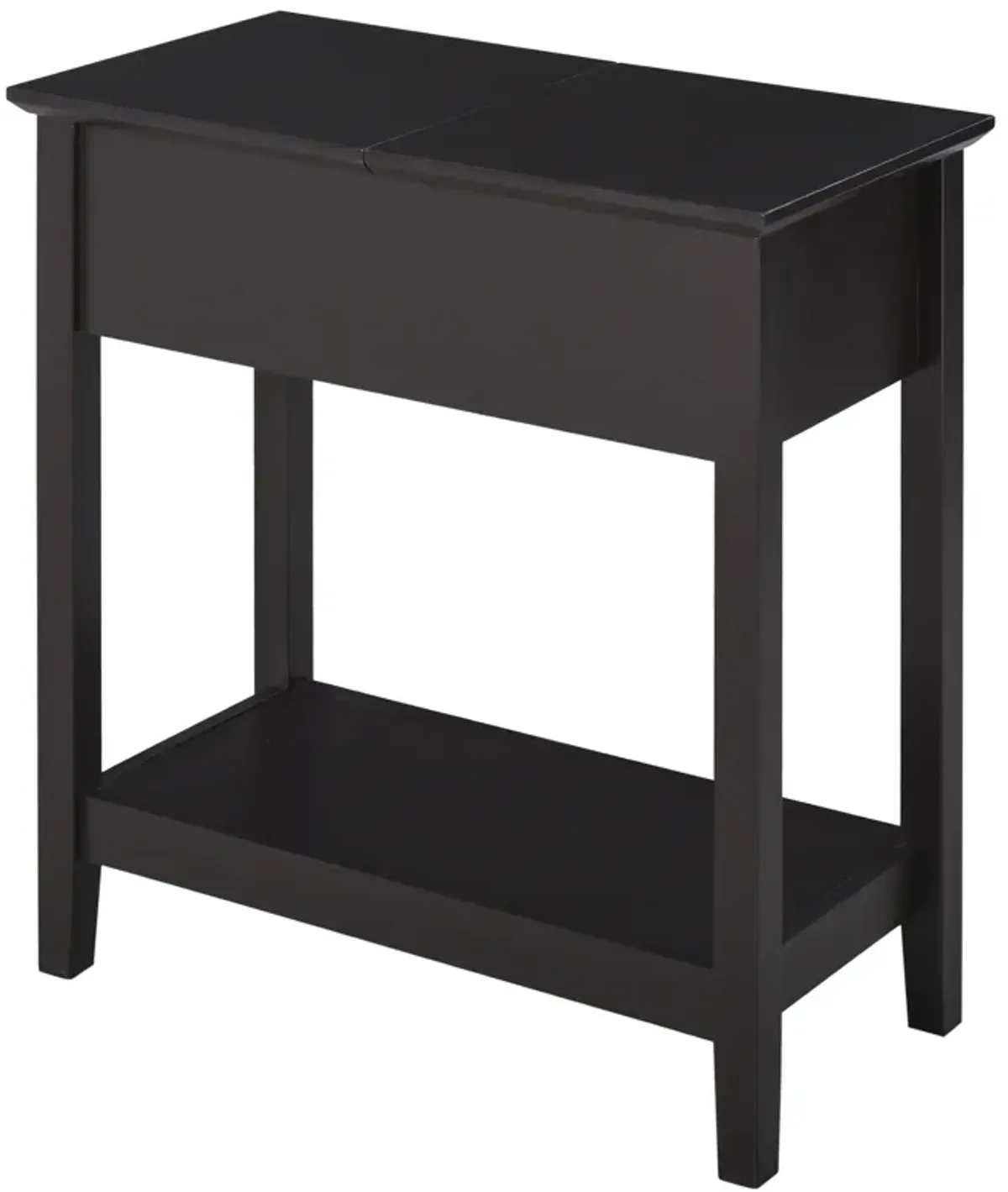 HOMCOM End Table, Narrow Side Table with Flip Top, Storage Cabinet, Bottom Shelf for Living Room, Bedroom, Dark Coffee