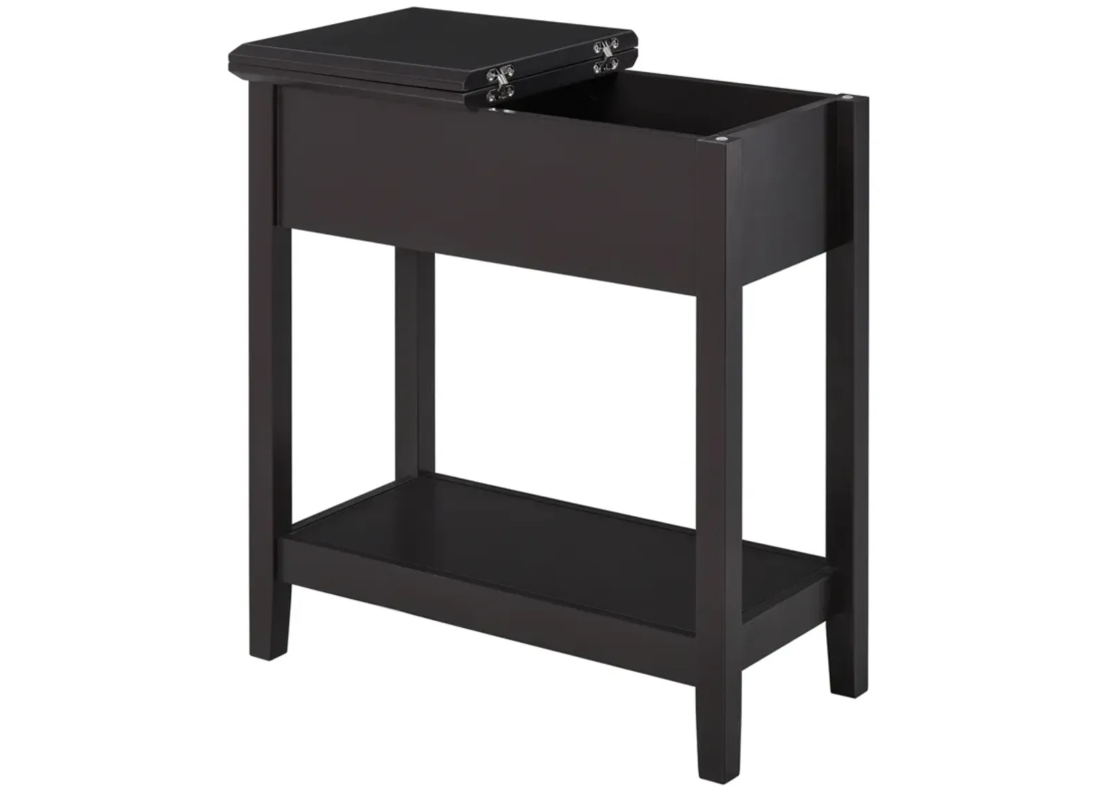 HOMCOM End Table, Narrow Side Table with Flip Top, Storage Cabinet, Bottom Shelf for Living Room, Bedroom, Dark Coffee