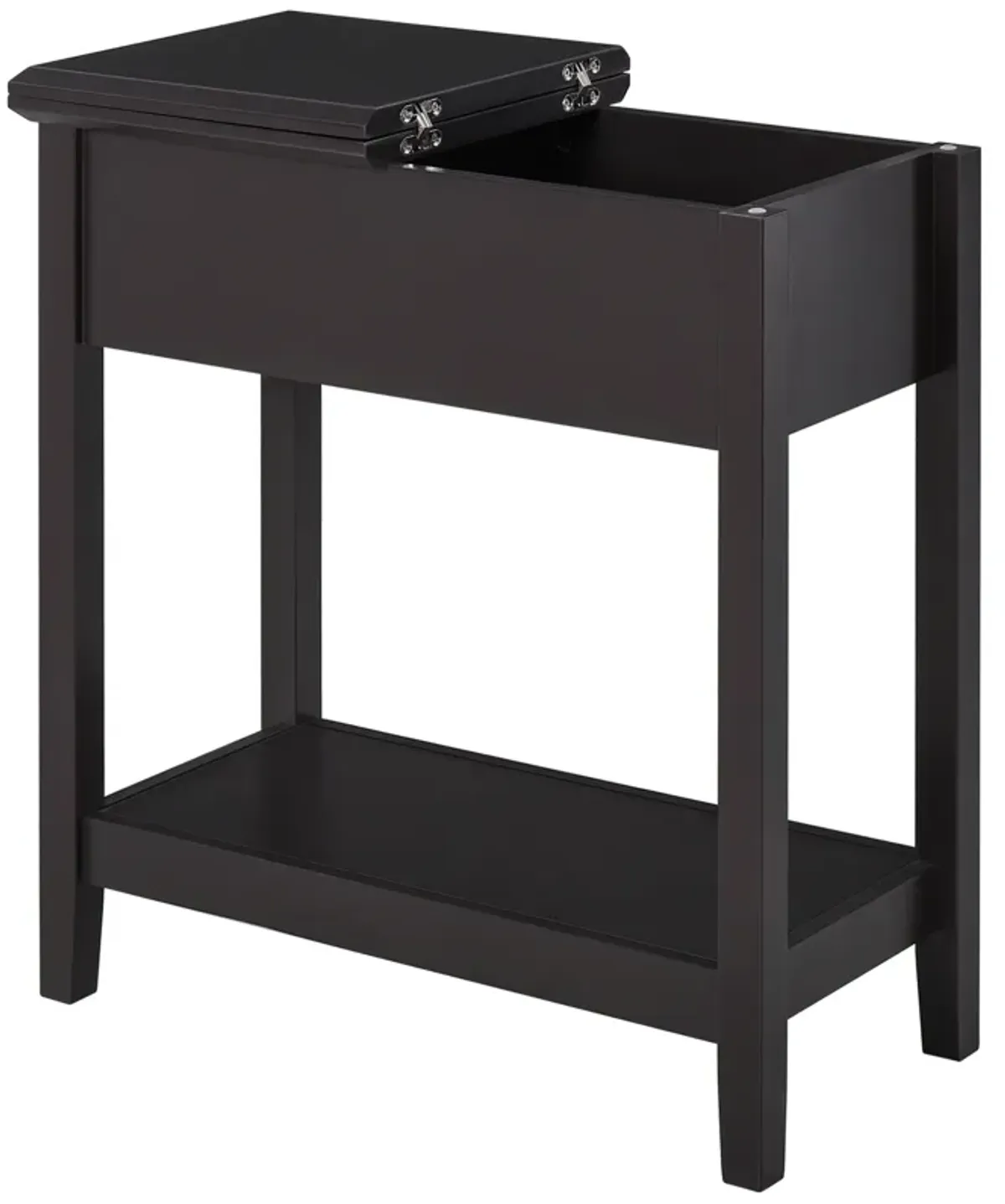 HOMCOM End Table, Narrow Side Table with Flip Top, Storage Cabinet, Bottom Shelf for Living Room, Bedroom, Dark Coffee