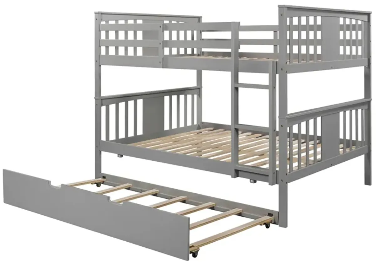 Full Over Full Bunk Bed With Twin Size Trundle And Ladder