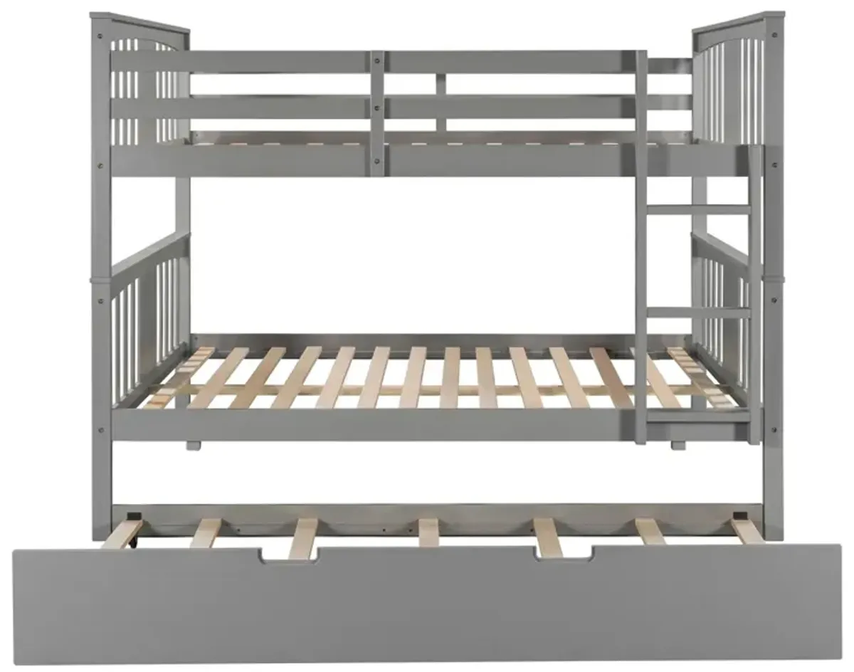 Full Over Full Bunk Bed With Twin Size Trundle And Ladder