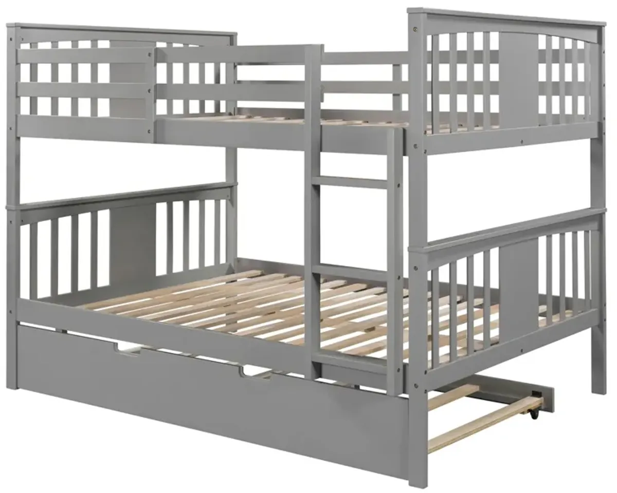 Full Over Full Bunk Bed With Twin Size Trundle And Ladder