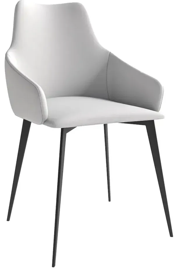 LeisureMod Sonnet Series Modern Dining Chair in Coconut White Fabric