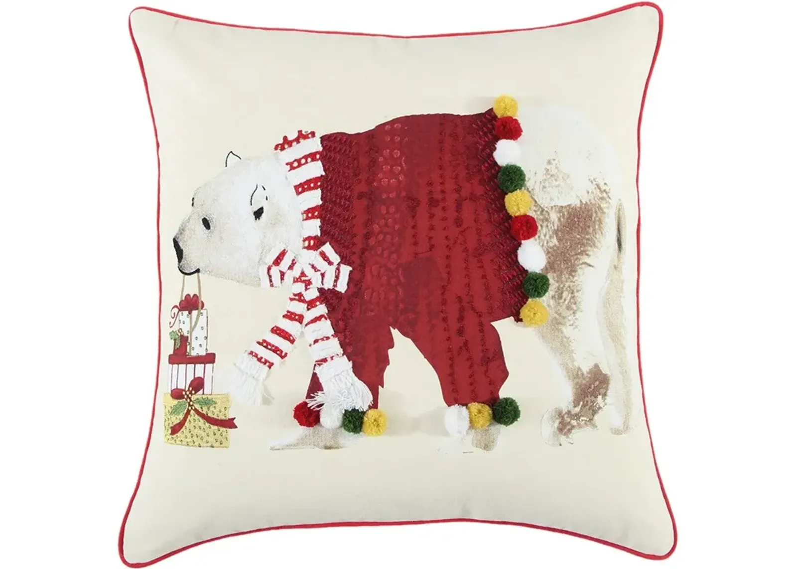 Homezia Red Polar Bear Dimensional Throw Pillow