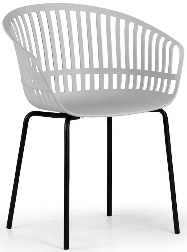 Glamour Home Set of 2 Barras Gray Plastic Dining Chair with Slatted Back and Iron Legs