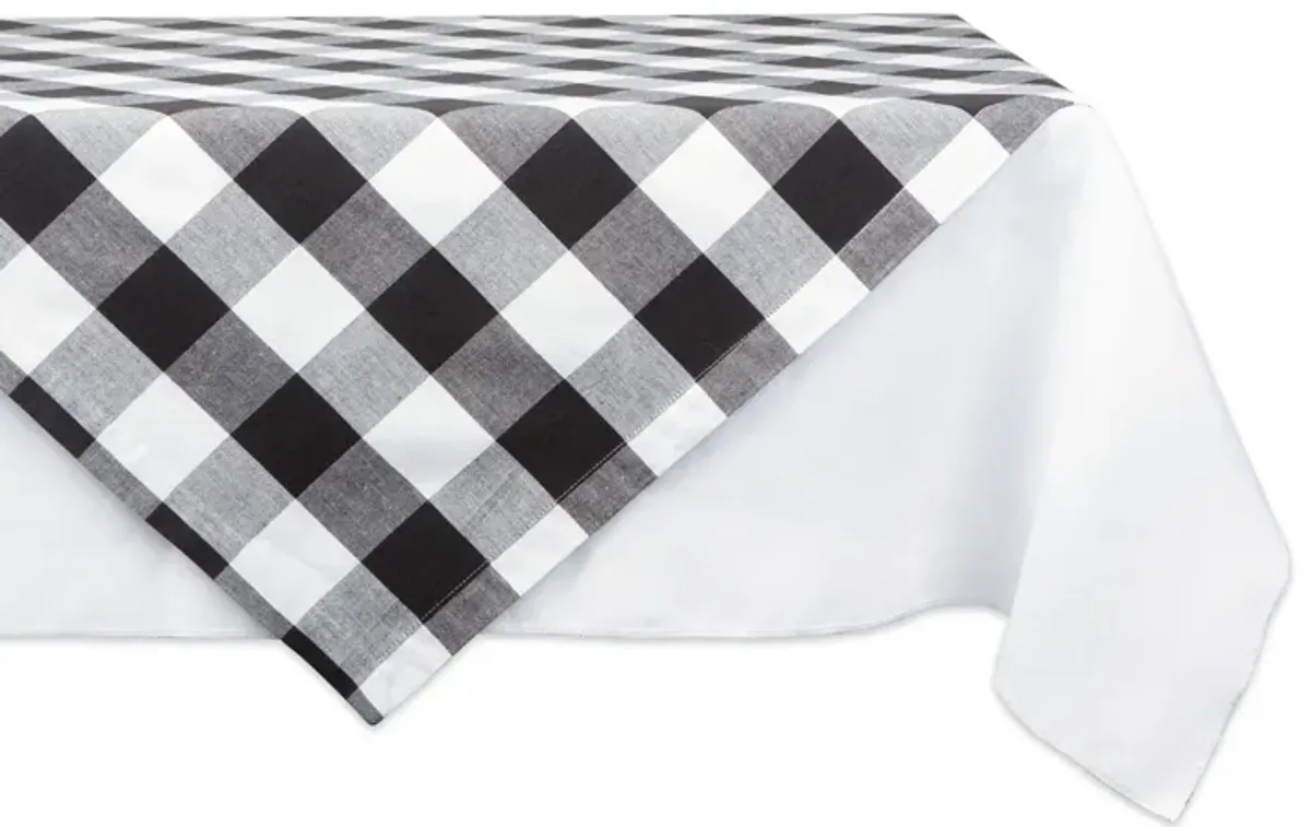40" White and Black Buffalo Checkered Square Tablecloth