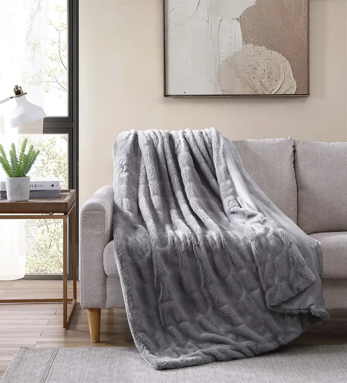 Juniper Faux Fur 50" x 70" Throw Gray