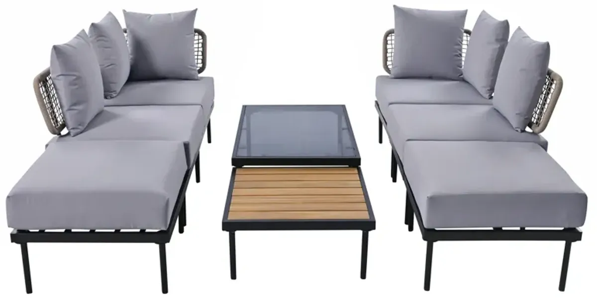 Merax Multifunctional 8 Pieces Patio Sectional Sofa Set