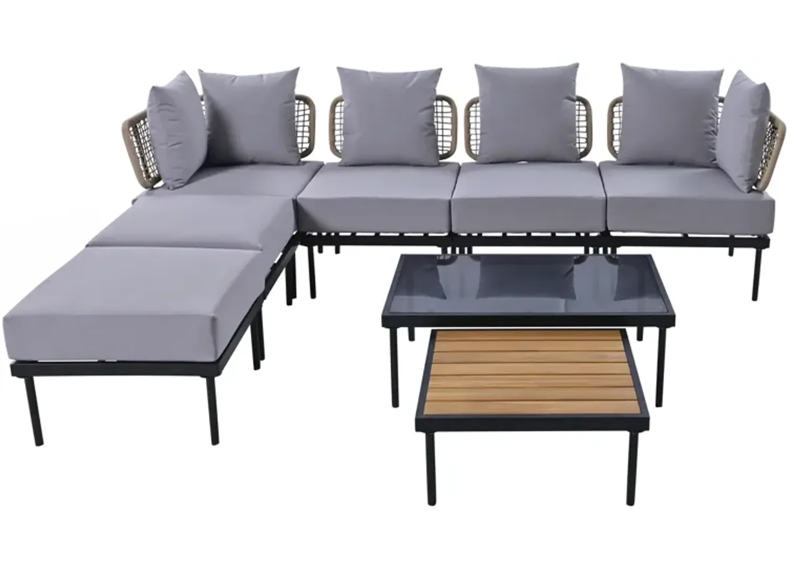 Merax Multifunctional 8 Pieces Patio Sectional Sofa Set