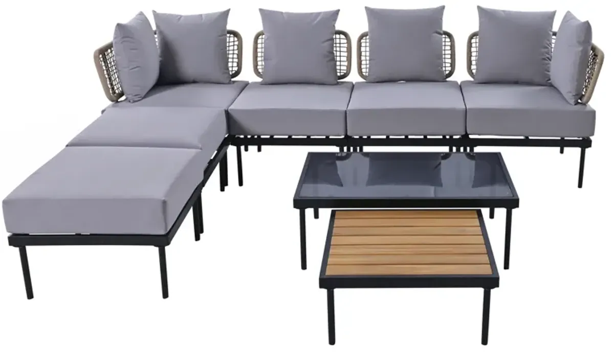 Merax Multifunctional 8 Pieces Patio Sectional Sofa Set