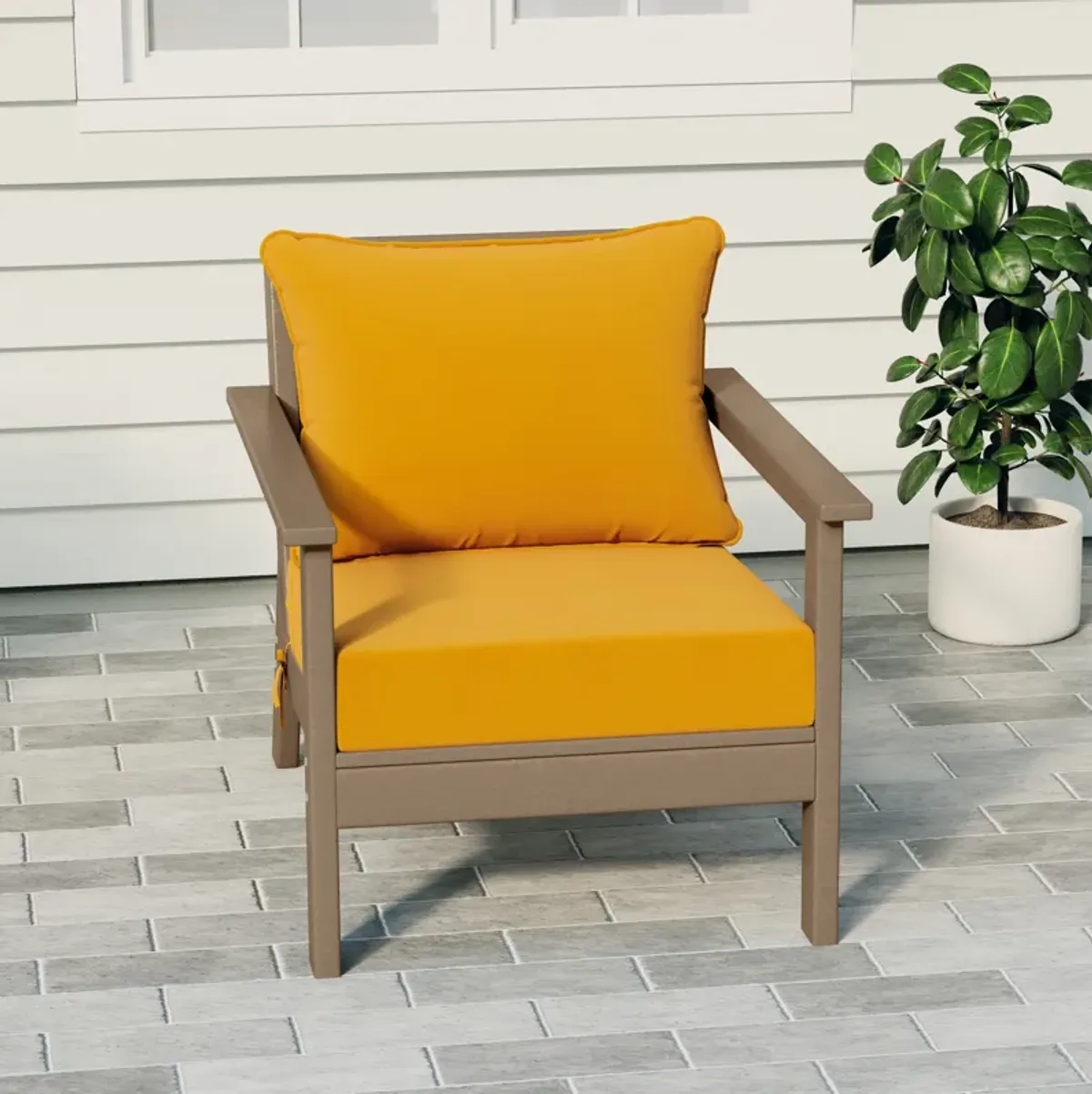 WestinTrends Outdoor Modern HDPE Patio Club Chair with Deep Seat Cushions