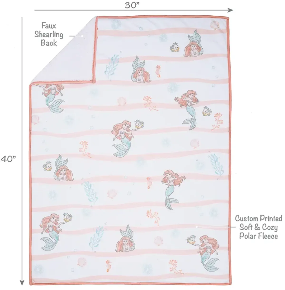 Bedtime Originals Disney Baby The Little Mermaid White Baby Blanket - Ariel