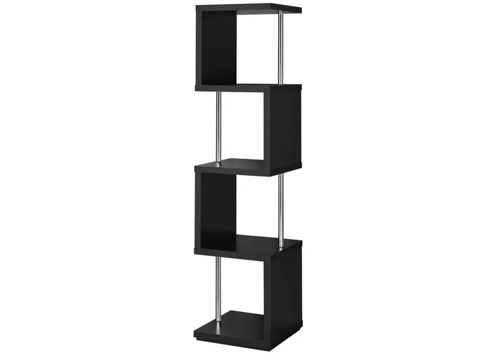 Baxter 4-shelf Bookcase Black and Chrome