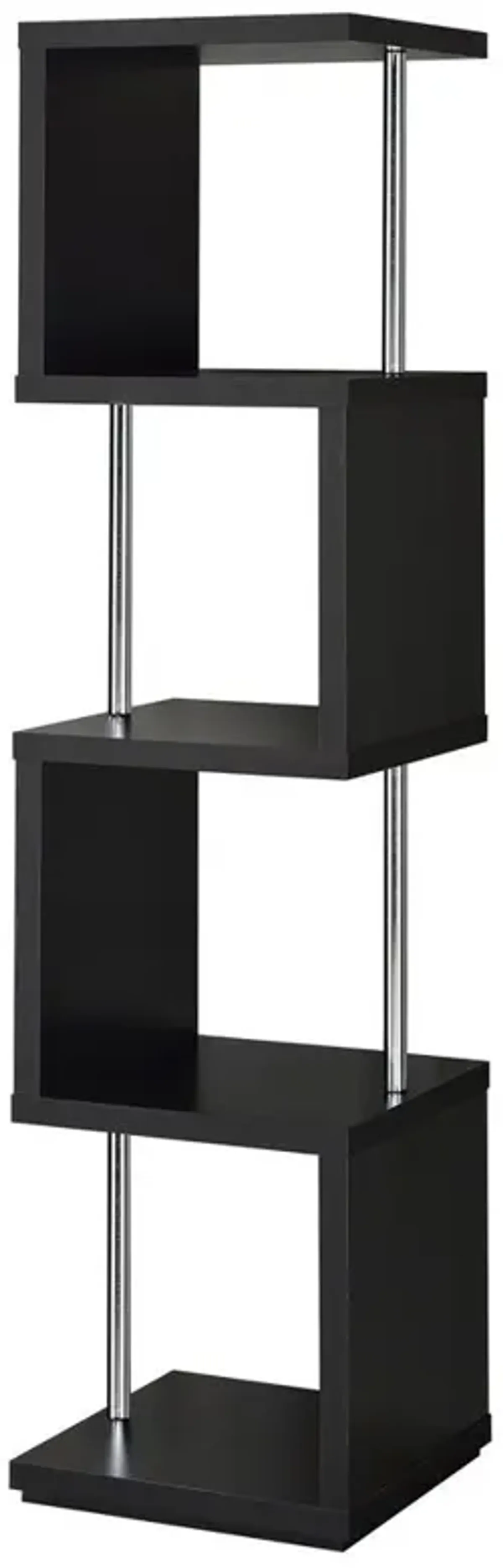 Baxter 4-shelf Bookcase Black and Chrome