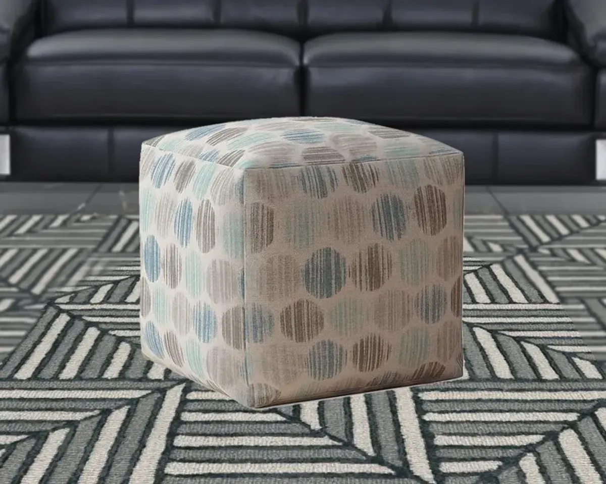 Hivvago 17" Blue And Grey Flax Polka Dots Pouf Ottoman