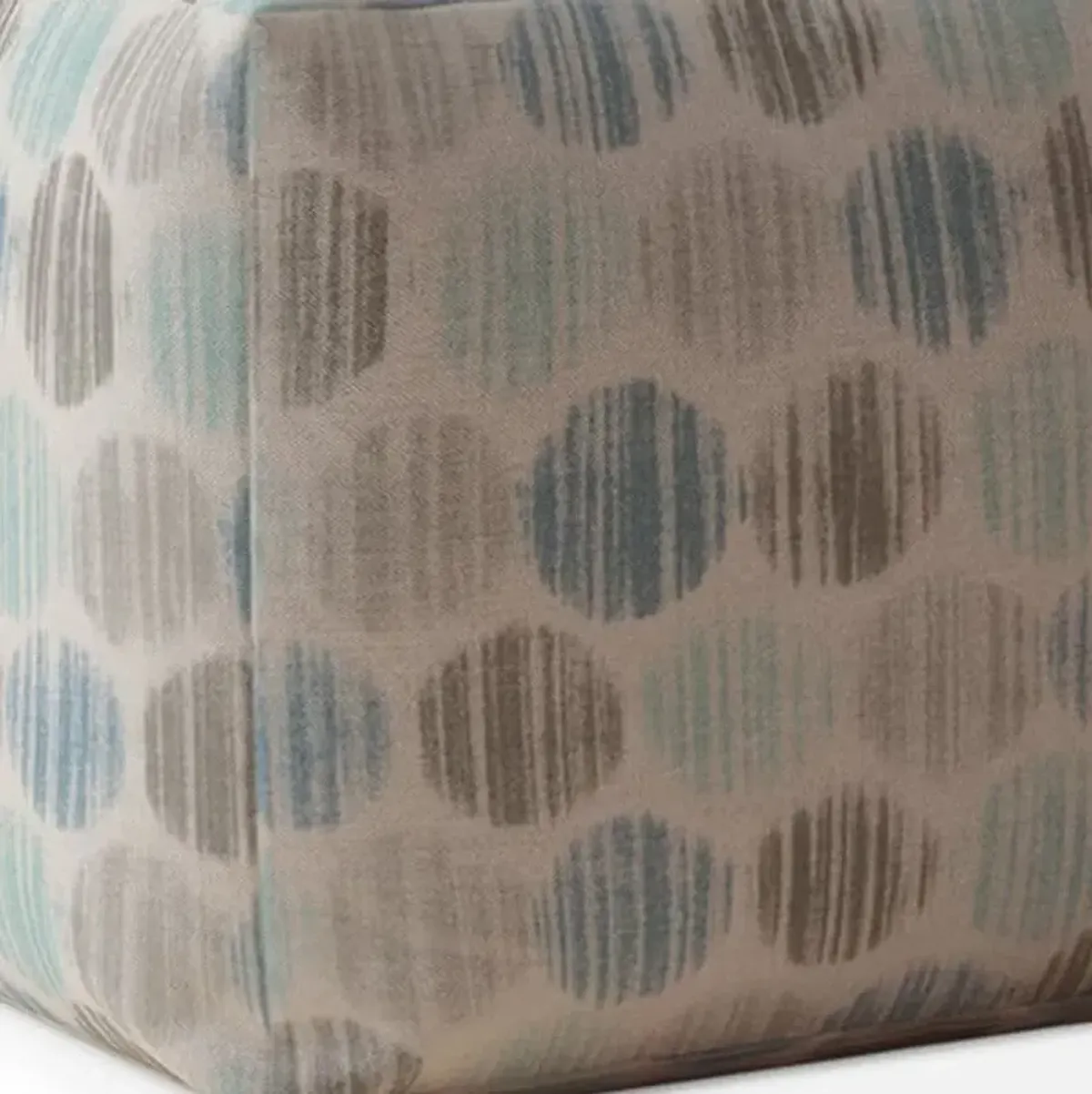 Hivvago 17" Blue And Grey Flax Polka Dots Pouf Ottoman