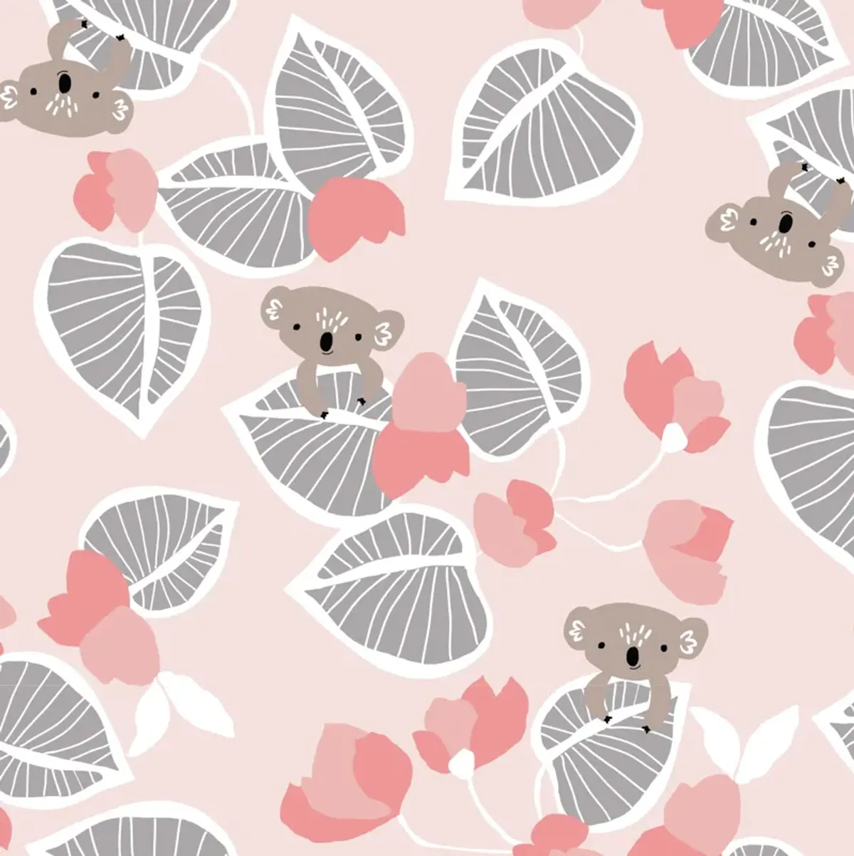 Lambs & Ivy Calypso Cotton Fitted Crib Sheet - Pink, Gray, White, Animals