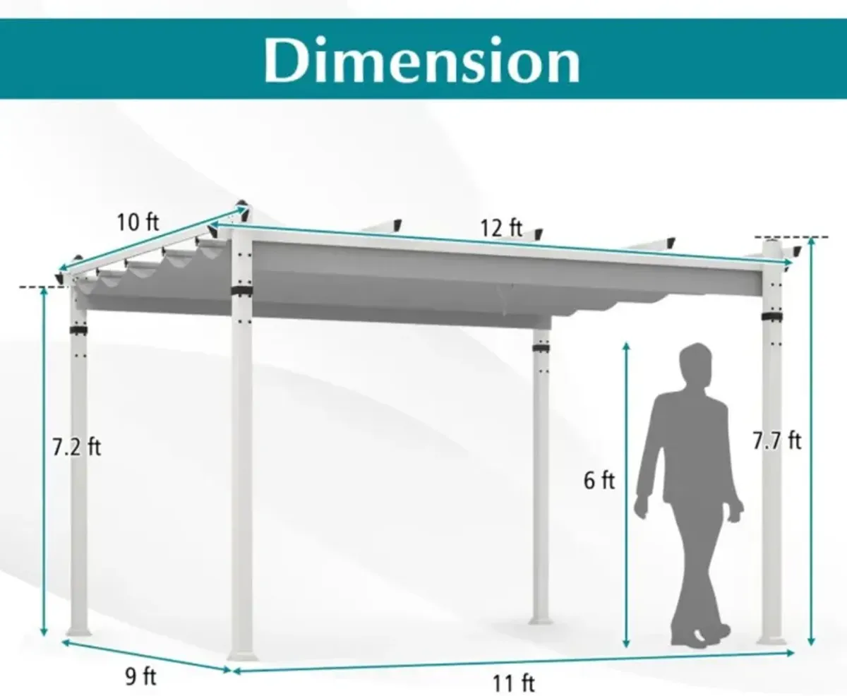 Hivvago Outdoor Pergola with Retractable Canopy and Aluminum Frame