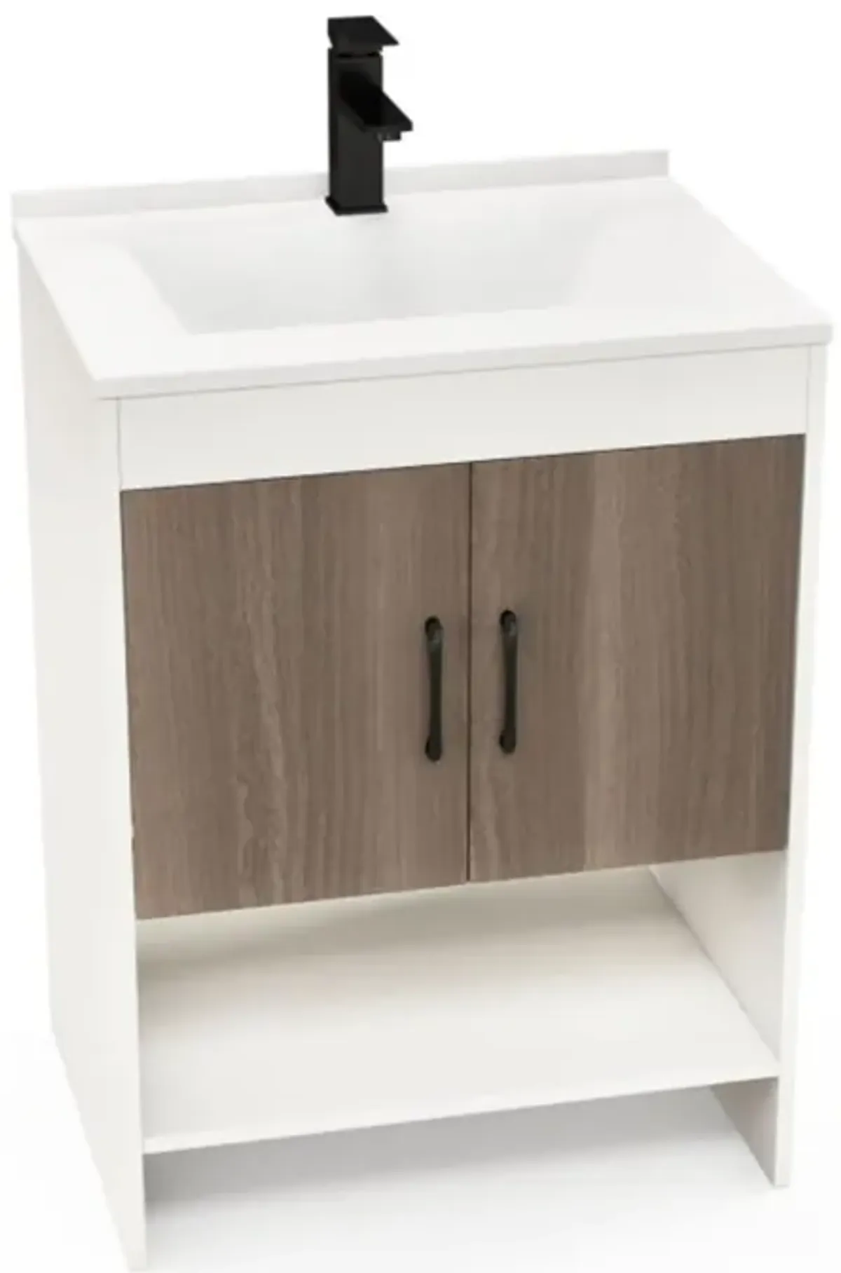 Hivvago 25 Inch Bathroom Vanity Sink Combo Cabinet with Doors and Open Shelf