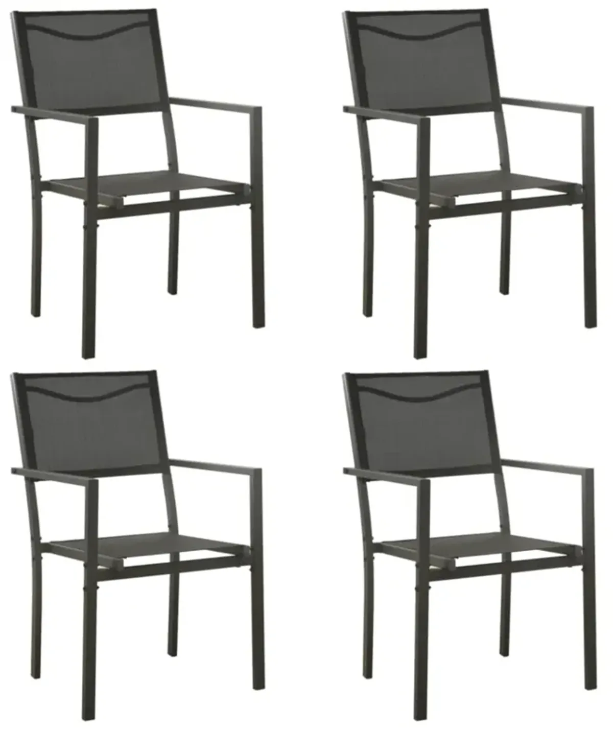 vidaXL Patio Chairs 4 pcs Textilene and Steel Black and Anthracite