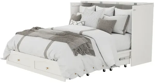 Livelylodge Wood Queen Cabinet Bed with Storage Drawers for Guest Room White