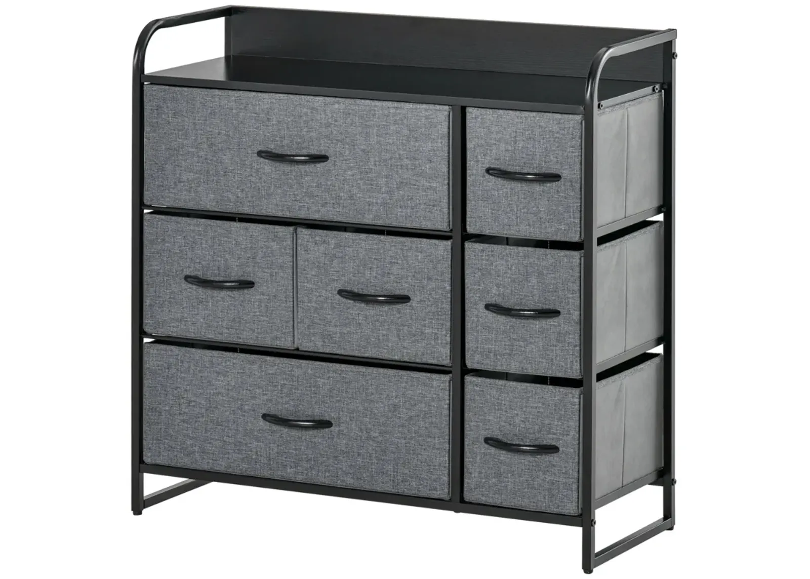 Gray Bedroom Storage: 7-Drawer Fabric Chest with Steel Frame