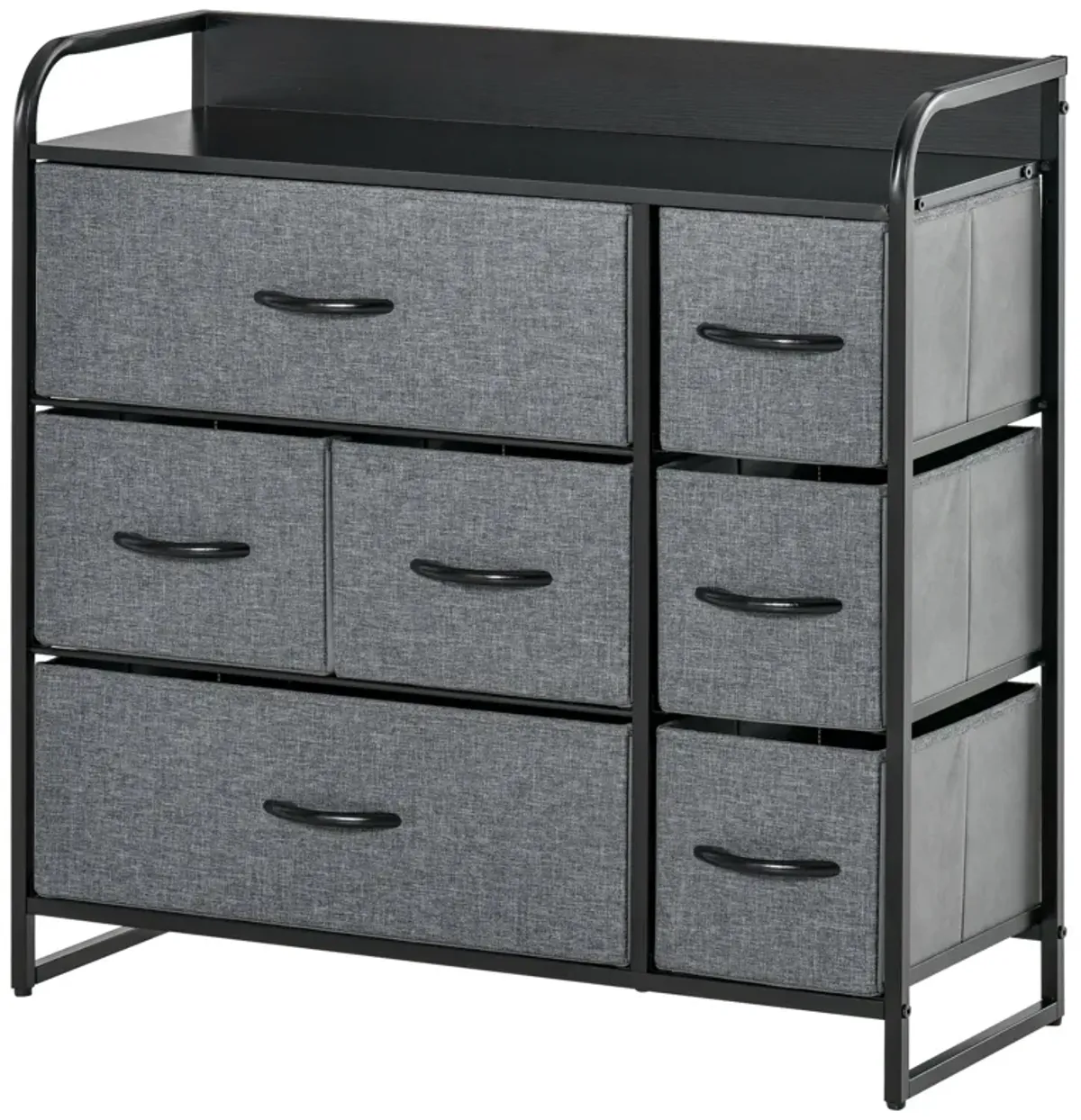 Gray Bedroom Storage: 7-Drawer Fabric Chest with Steel Frame