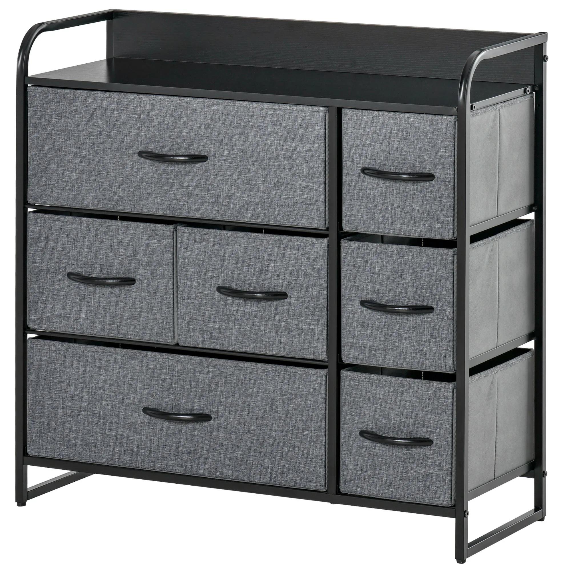 Gray Bedroom Storage: 7-Drawer Fabric Chest with Steel Frame