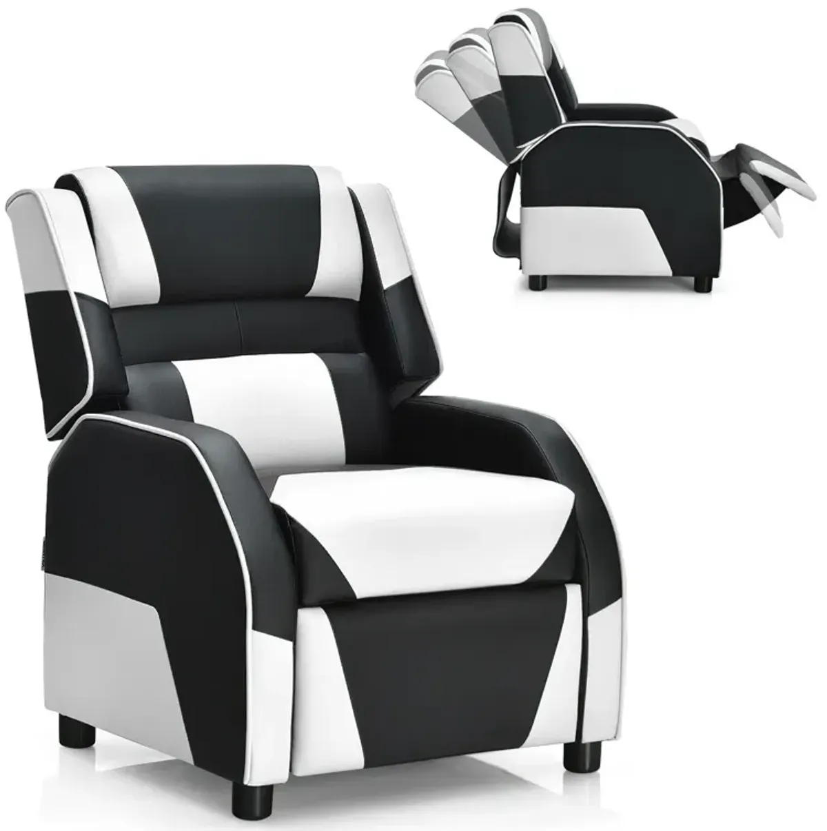 Kids Youth PU Leather Gaming Sofa Recliner with Headrest and Footrest