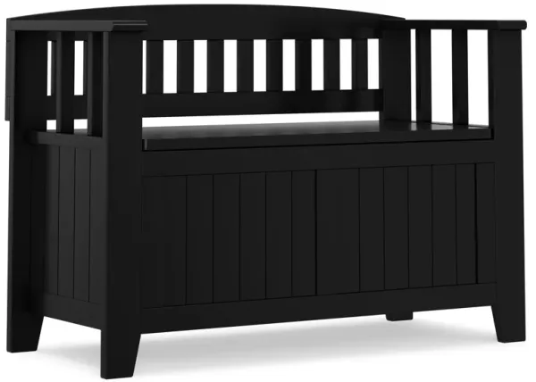 Acadian 36 inch Wide Solid Wood Transitional Small Entryway Storage Bench in Black