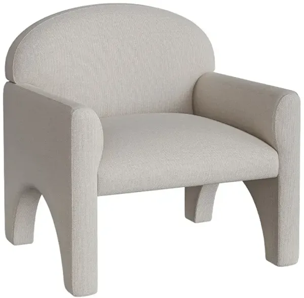 BELLEZE Modern Accent Chair with Rubber Wood Legs, Comfortable Upholstered Armchair with Arched Design for Living Room, Bedroom, or Office - Oslo (Beige)