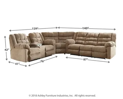 Workhorse 3-Piece Reclining Sectional