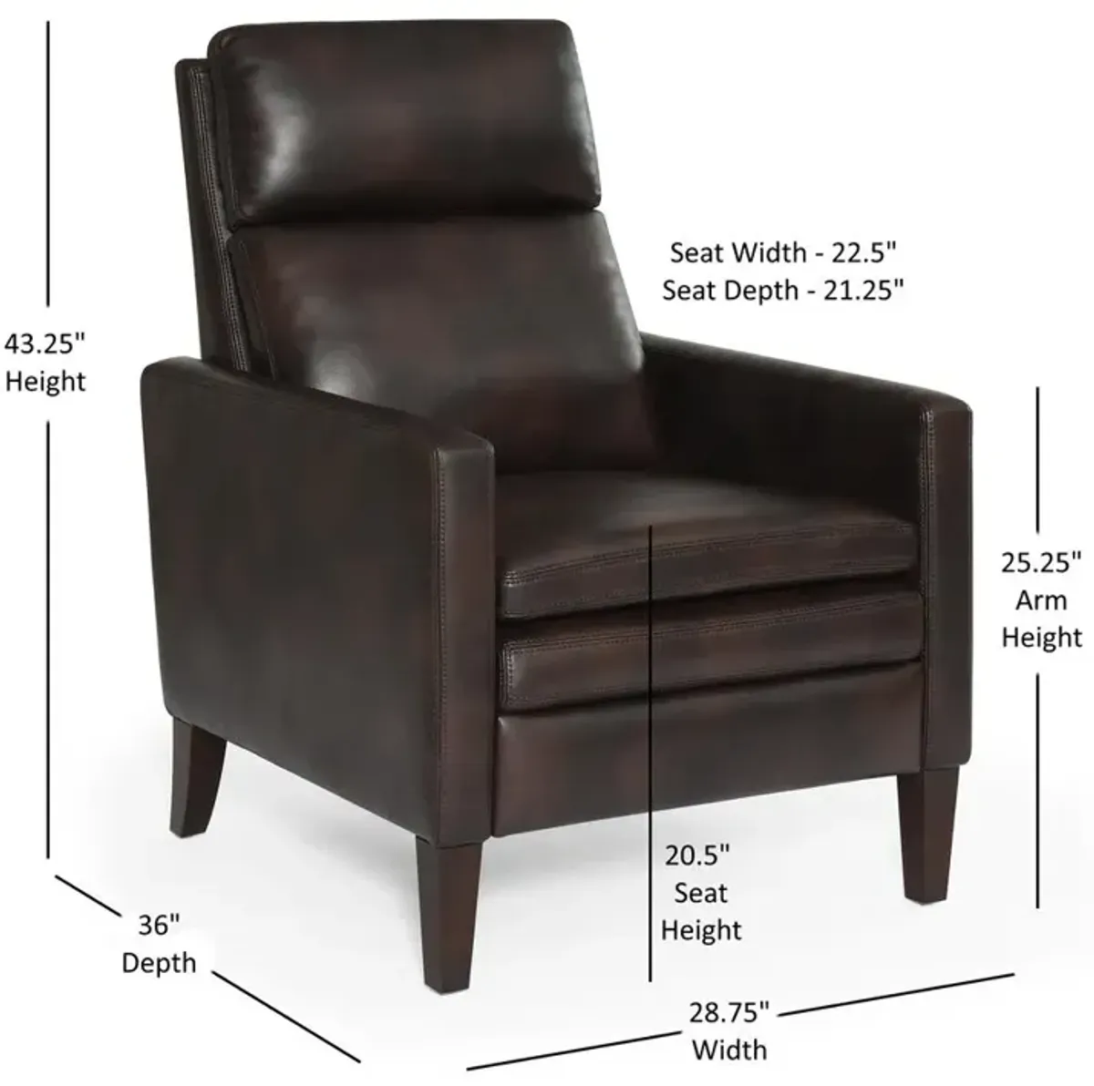 Comfort Pointe Vicente Burnished Brown Faux Leather Push Back Recliner