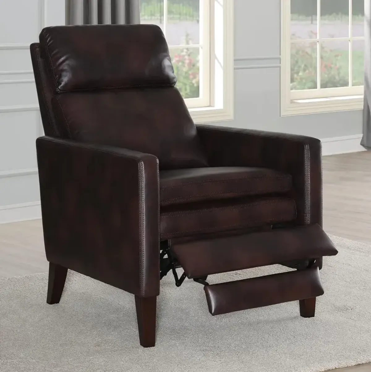 Comfort Pointe Vicente Burnished Brown Faux Leather Push Back Recliner