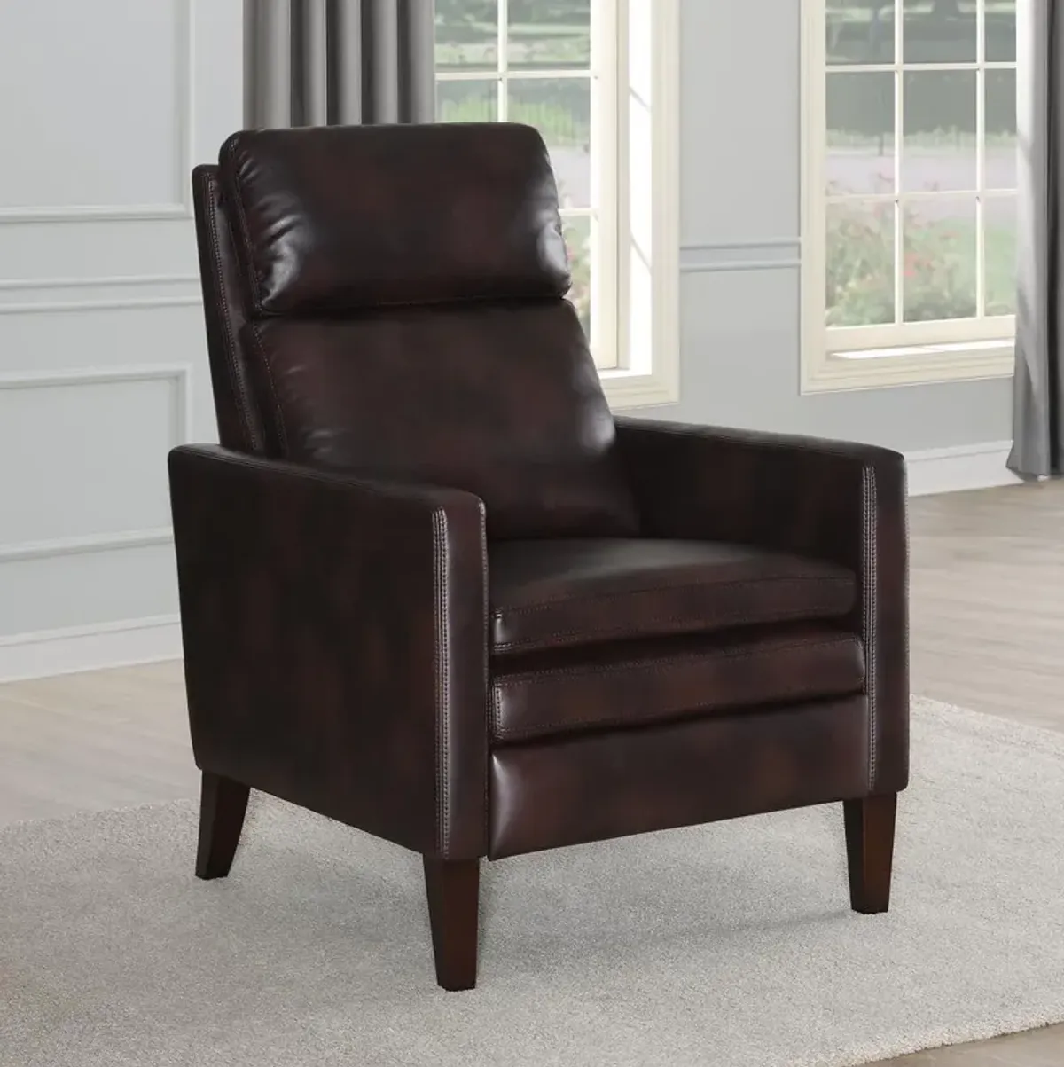 Comfort Pointe Vicente Burnished Brown Faux Leather Push Back Recliner