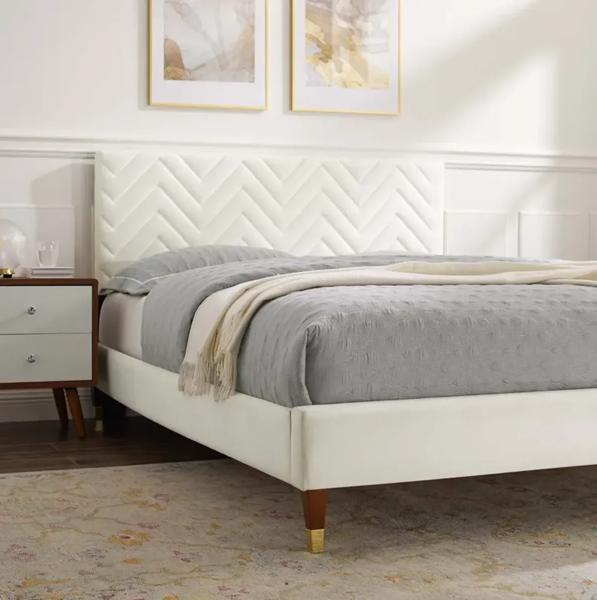 Modway - Leah Chevron Tufted Performance Velvet King Platform Bed