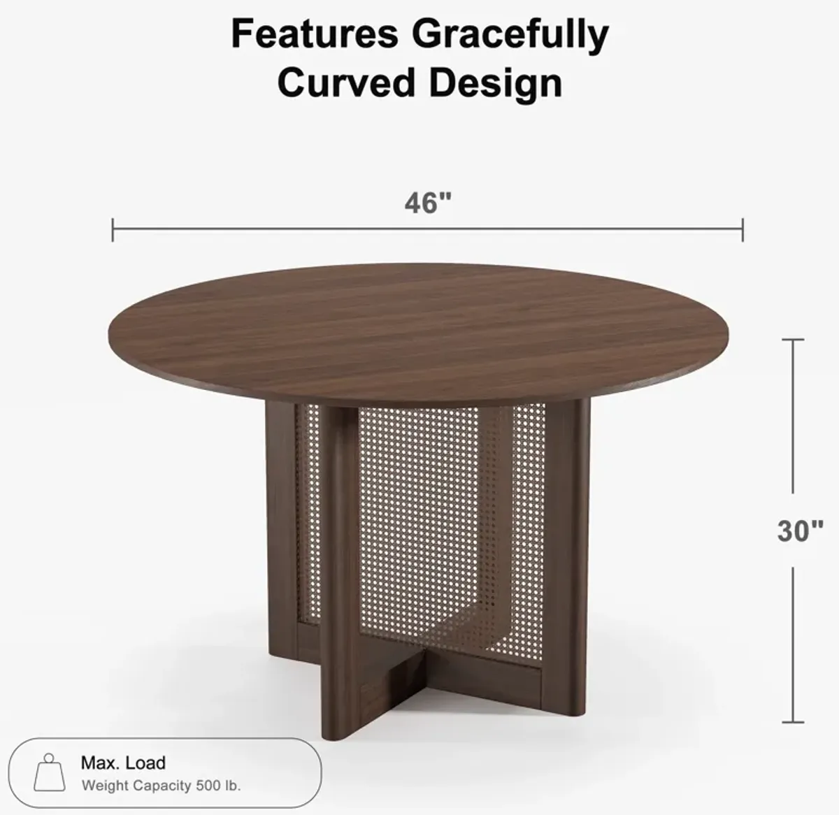 46 Cinna Modern Walnut Oak Wood Round Dining Table （Seats 4）