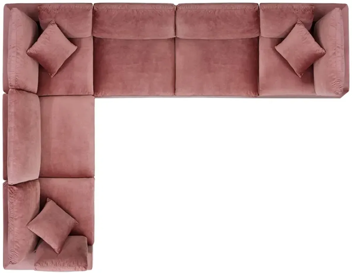 Commix Down Filled Overstuffed Performance Velvet 6-Piece Sectional Sofa