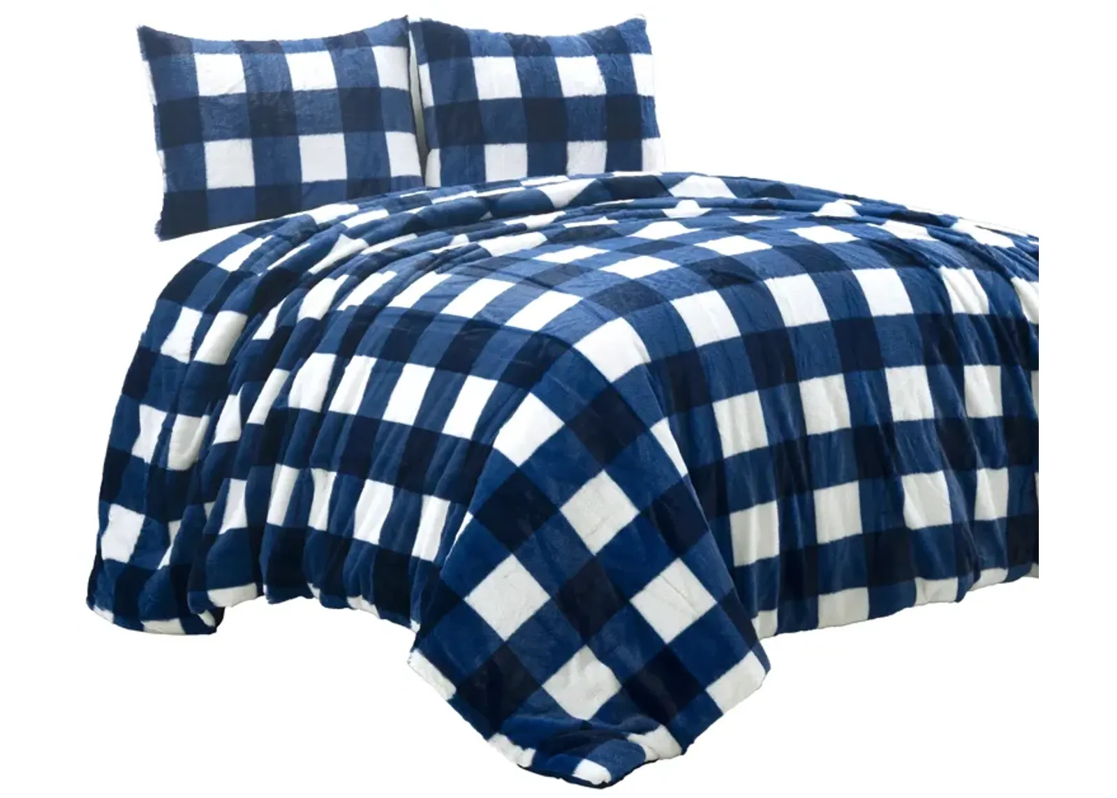 Plaid Ultra Soft Faux Fur Light Weight All Season Kids Back To Campus Comforter 2-Pc Set