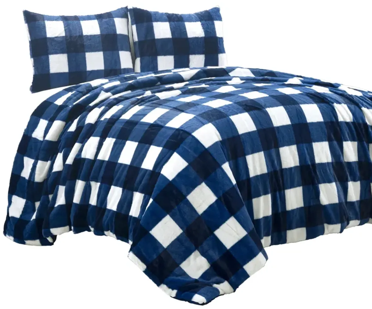 Plaid Ultra Soft Faux Fur Light Weight All Season Kids Back To Campus Comforter 2-Pc Set