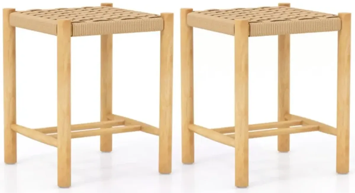 Hivvago Dining Stool Set of 2 with Rubber Wood Frame